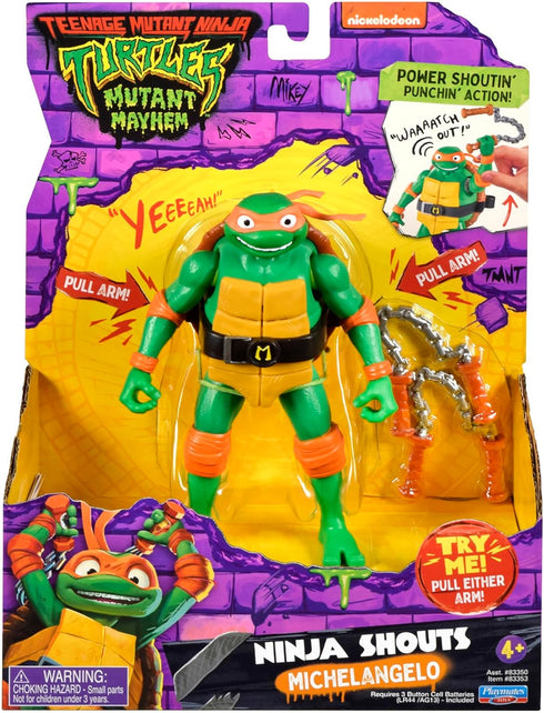 Teenage Mutant Ninja Turtles: Mutant Mayhem 5.5” Michelangelo Deluxe Ninja Shouts Figure by Playmates Toys...