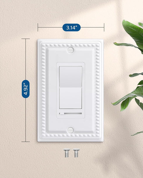 DEWENWILS 4 Pack Metal Outlet Covers, Outlet Wall Plates, Classic White Finish Light Switch Cover Plates, 4.92"×3.14" Sunken Pearls Decorative Wal...