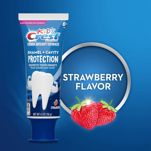 Crest Kids Advanced Toothpaste Enamel + Cavity Protection with Fluoride for Anticavity, 4.1oz (Pack of 3)...