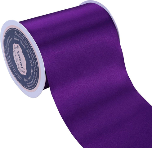 VATIN 4 Inch x 22Yards Wide Purple Satin Solid Ribbon Large Ribbon for Grand Opening Ribbon Cutting Ceremony Kit Chairs Pageant Sashes Table Hair ...