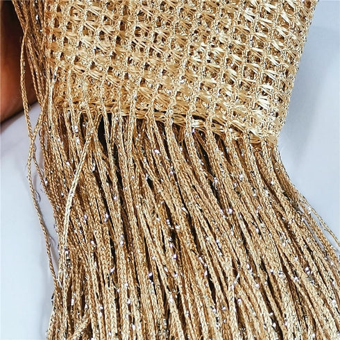 ave split Decorative Door String Curtain Wall Panel Fringe Window Room Divider Blind Divider Tassel Screen Home 100x200centimeter (Champagne18)...