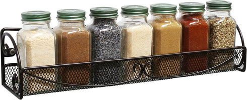 Deco Brothers Wall Mounted Single Tier Mesh Hanging Spice Rack, Set of 2, Bronze...