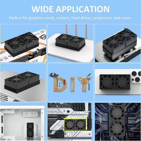 PANO-MOUNTS 40mmx2 Mini USB Radiator Fan Silent and Efficient 4010 Fan with Included 10mm Aluminum Heat Sink and Thermal Pad for Graphics Cards Ro...