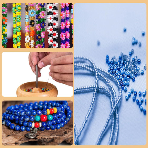 5 Pcs Bead Spinner Needles?Stainless Large Eye Curved Beading Needles?Clip-Style Beading Needles with Handle, for Beading Bracelet Necklace Jewelr...