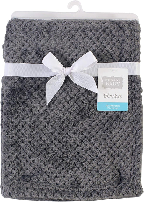 Hudson Baby Unisex Baby Plush Waffle Blanket, Charcoal, One Size...