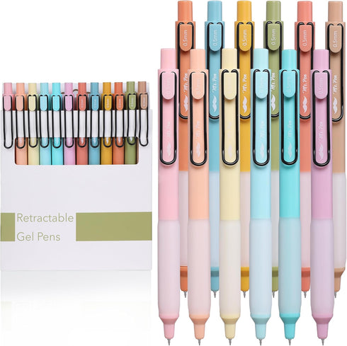 Mr. Pen- Retractable Gel Pens, 12 Pack, Black Ink Gel Pens, Pastel Barrels, Fast Dry, Gel Pens Fine Point 0.5mm, Retractable Pens, Cute Pens, Gel ...