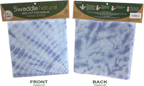 j & Alex's Tie-Dye 100% Cotton Muslin Swaddle Blankets - Skyview, Blue 2 Count - Hand-Dyed Baby Swaddles for Newborn Girls, Boys, Receiving Blanke...