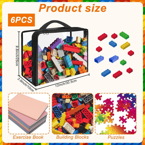 6 Pack Extra Large Toy Storage Bags PVC Organizing Bags with Zippered, Toy Storage Organizer with Portable Handheld?Waterproof Toy Bags for Board ...