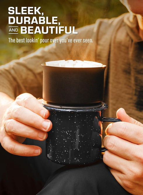 COLETTI Aspen Stainless Steel Pour Over Coffee Maker, 12 oz, Black, Dishwasher Safe, Portable Coffee...