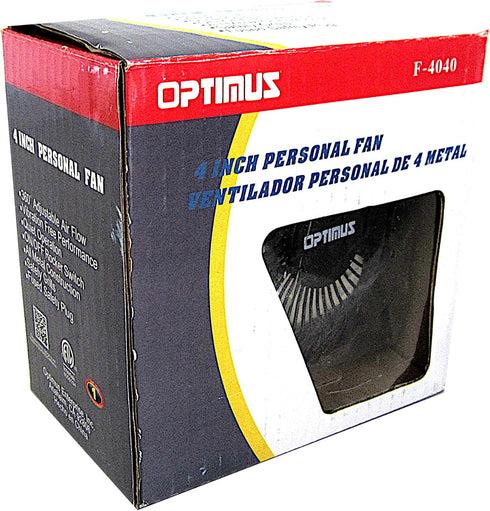 Optimus F-4040BK 4" Personal Metal Fan - Black...