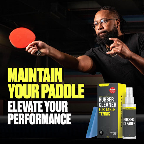 PRO SPIN Ping Pong Paddle Cleaner - Table Tennis Rubber Cleaning Kit - 200ml Rubber Cleaner & Sponge Included | Eliminate Dirt & Dust | Optimal Sp...