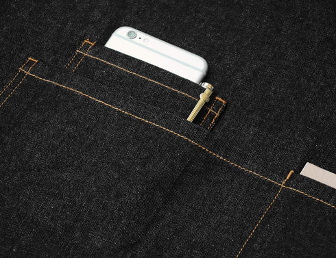 Denim Kitchen Apron with Pockets, Mens Womens Professional Chef Bib Apron for Cooking Grill BBQ Server...