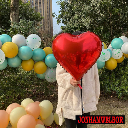 Jonhamwelbor 20Pcs 18 inch Red Foil Mylar Heart Shape Balloons Decorations Valentines Birthday Wedding Baby Shower Party (Red)...