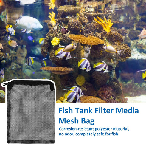 Giantree 10 Pcs Aquarium Filter Media Bags, Large Reusable Aquarium Media Bag Fish Tank Mesh Filter Bags with Zipper for Activated Carbon Ceramic ...