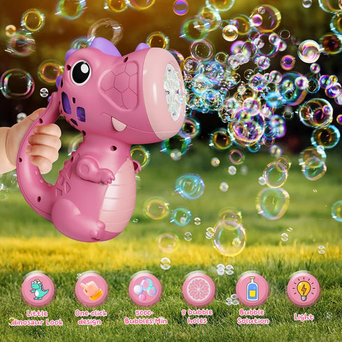 Dinosaur Bubble Machine for Kids Automatic Bubble Maker with Lights,5000+ Bubbles per Minute/Bubble Solution Included Best Summer Outdoor Dinosaur...