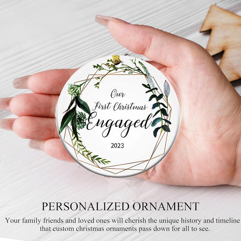 Engaged Ornament 2023 Christmas Decoration - Wedding Shower & Just Married Gift - Engraved...