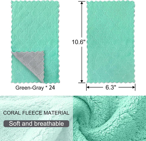24 Pack Kitchen Cloth Dish Towels, No Shedding Soft Premium Dishcloths, Absorbent microfiber cleaning cloth for Cleaning Dishes, Kitchen, Bathroom...
