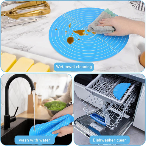 Silicone Baking Mat Cake Mat Round Silicone Baking Mat with Measurements for Cake Turntable Stand Pastry Baking Sheet, Non-Stick and Heat Resistan...