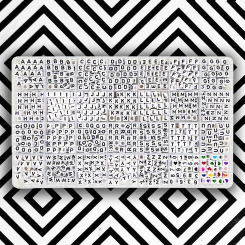 1120Pcs Square Acrylic 6x6mm Alphabet A-Z Letters Beads with Numbers Colorful Hearts Cube Beads for Phone Lanyard Bracelets Necklaces(White-1120-O...