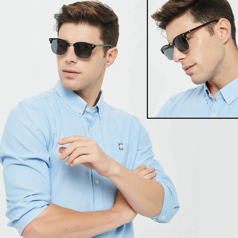 ANDWOOD Polarized Sunglasses for Men Women UV Protection Semi Rimless Sun glasses Classic Half Frame...