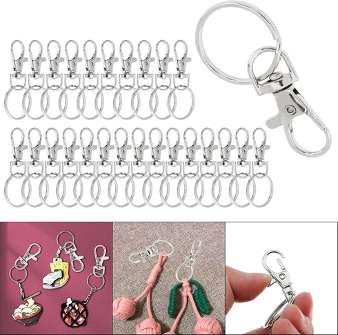 50PCS Metal Lobster Claw Clasp with Key Rings, keychain making kit (Claw Clasp 25pcs+Key Chain Ring 25pcs) for Keychain Clip, Key, Jewelry Making,...