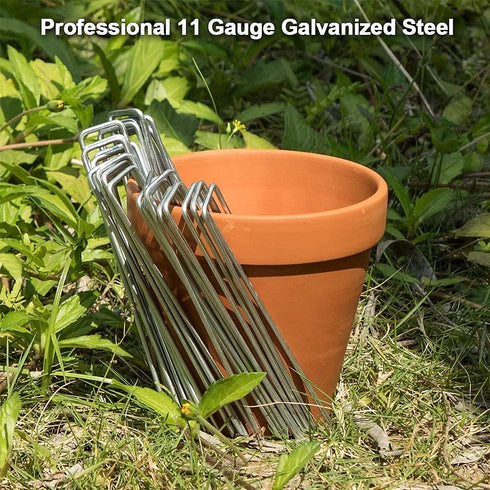30Pack 6-Inch Galvanized Garden Landscape Staples Stakes, Heavy-Duty Sod Pins Anti-Rust Fence Stakes, Plant Stakes for Weed Barrier Fabric Ground ...