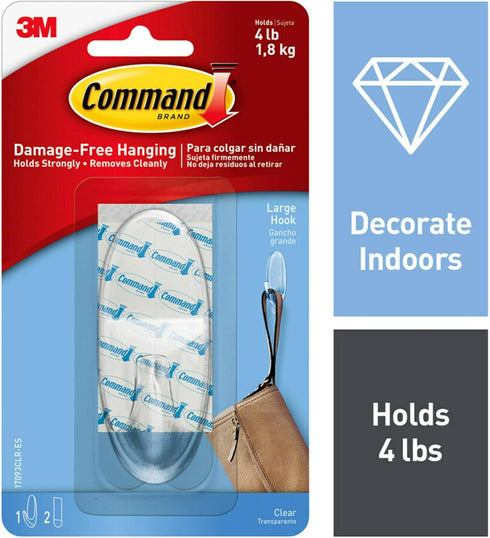 Command 6-packages of Large Hook, Decorate Damage-Free, Holds 4 lbs (17093CLRES)...