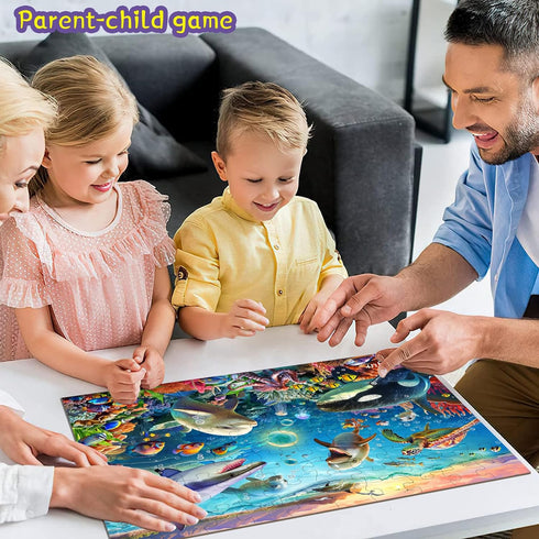Underwater World Jigsaw Puzzles for Kids Ages 4-8 4-6 5-8 8-10 Year Old,100 Piece Ocean Shark Whale Jigsaw Puzzle for Children Learning Educationa...