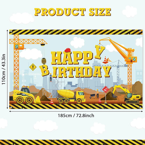 Irenare Construction Happy Birthday Backdrop Dump Truck Background Excavator Crane Birthday Party Banner Digger Excavator Truck Background Photogr...