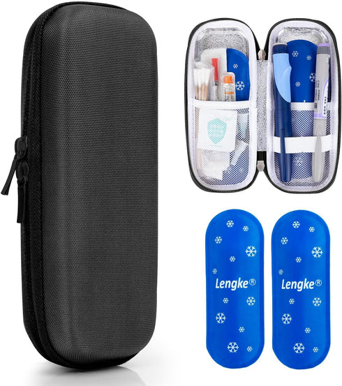 LengKe Insulin Cooler Travel Case TSA Approved, EVA Diabetic Travel Case with 2 Gel Ice Packs for Insulin Pens, Diabetic Supplies and Insulin Syri...