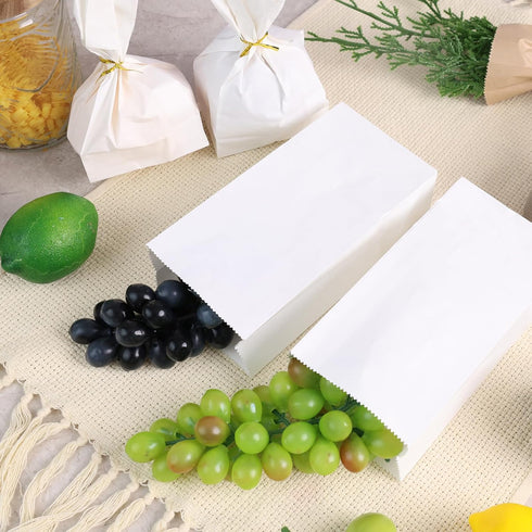 Small White Paper Bags, 50Pcs Small Kraft Paper Bags Snack bags Paper Lunch Bags for Baby Shower Wedding Party Favors DIY Crafts (1 LB 3.5x2.2x7”)...