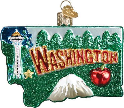 Old World Christmas Glass Blown Ornament State of Washington (36199)...