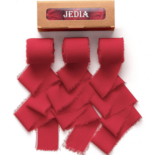 Mothers Day Ribbon, 3 Rolls Red Chiffon Ribbons, 1.5" x 7Yd Gift Ribbon Set for Christmas, Wedding Decor, Wedding Invitations, Bouquet Wrap, Flowe...