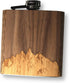 WUDN 6 oz. Wooden Hip Flask - Stainless Steel Body, Sawtooth Mountains Walnut Sky...