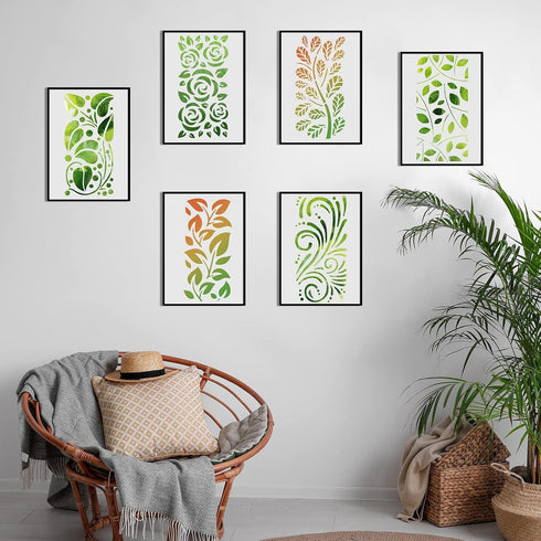 16 Pieces Leaf Painting Stencils Reusable Plant Stencil Spring Summer Fall Winter Stencil Template, DIY Stencils for Painting on Walls Doors Wood ...