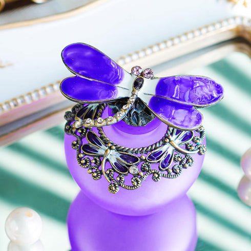 YU FENG 40ml Fancy Purple Dragonfly Empty Refillable Glass Perfume Bottle,Retro Frosted Butterfly Lid Perfume Bottle...