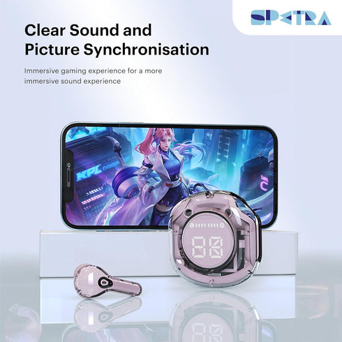 Crystal Earbuds (Baby Blue) - Dive into a World of Color and Sound with Chic Pastel Hues & Transparent LED Display Case - Premium Wireless Audio E...