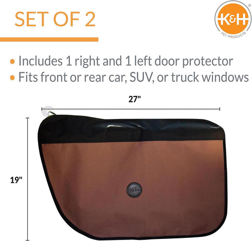 K&H Pet Products Vehicle Door Protector Tan, 2 Packs Interior Car Door Protector from Dog Scratching, Sedan and SUV Pet Protector for Car Door Scr...