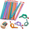 40 Pcs 7 Inch Flexible Pencils,Soft Novelty Pencil,Multi Colored Striped Soft Pencil with Eraser for Valentine's Day,Children Kids Gift School Fun...