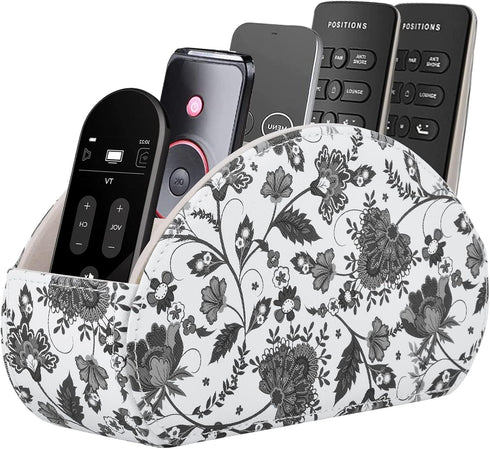 Desktop Leather Remote Control Holder,TV Remote Caddy/Tray Bedside Table Organizer for Media Controller,Blu-Ray,Heater Controllers,Glasses,Cosmeti...