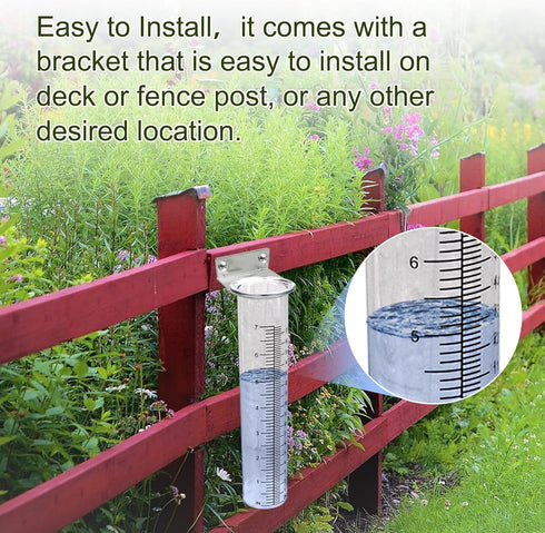 Rain Gauge Outdoor Plastic,Rain Gauges for Yard Freeze Proof 7" Capacity Rain Measure Gauge with Stainless Steel Mounting Rack Holder Large Clear ...