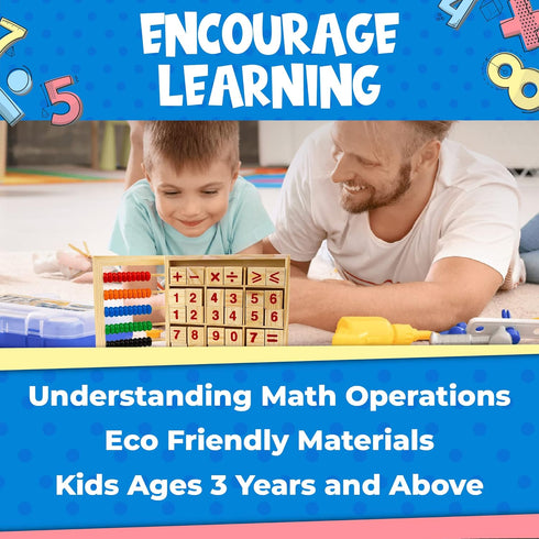 Toysery Abacus for Kids Math Counters, Wooden Educational Counting Toy, Toddler Blocks Kindergarten Toys, Toddler Blocks Wooden Toys, 50 Beads and...