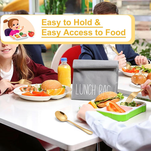 E-far 10-Piece Gold Toddler Utensils, Kid Stainless Steel Silverware Set, Children Safe Forks and Spoons Set for Self Feeding, Healthy & Non-Toxic...