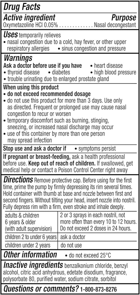 Vicks Sinex SEVERE Nasal Spray, Original Ultra Fine Mist, Decongestant Medicine, Relief from Stuffy Nose due to Cold or Allergy, & Nasal Congestio...