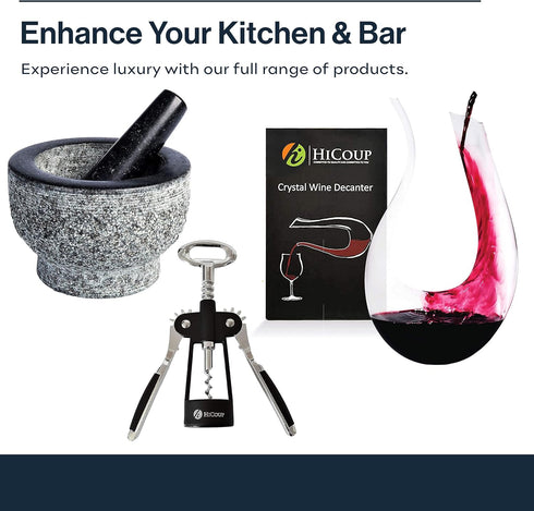 Hicoup Wine Opener - Professional Corkscrews for Wine Bottles w/Foil Cutter and Cap Remover - Manual Wine Key for Servers, Waiters, Bartenders and...