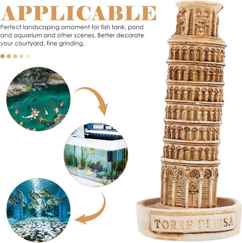 Amosfun 3pcs Leaning Tower of Pisa Model Resin Decoration Tower Collectible Figure Fish Tank Landscape Architecture Building Model Fish Tank Tower...