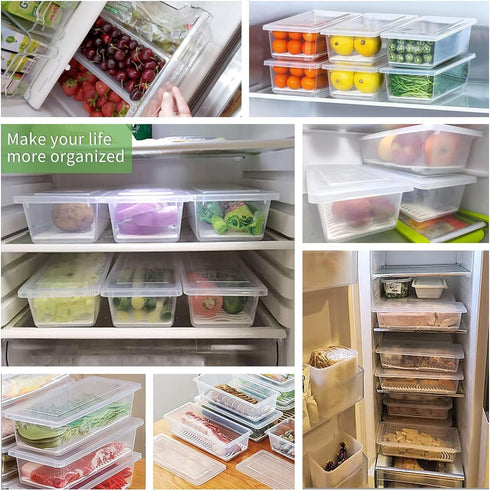 SILIVO Fruit Storage Containers for Fridge (3 Pack) - 1.5L Produce Saver Containers for Refrigerator with Removable Drain Tray Keep Fresh for Prod...