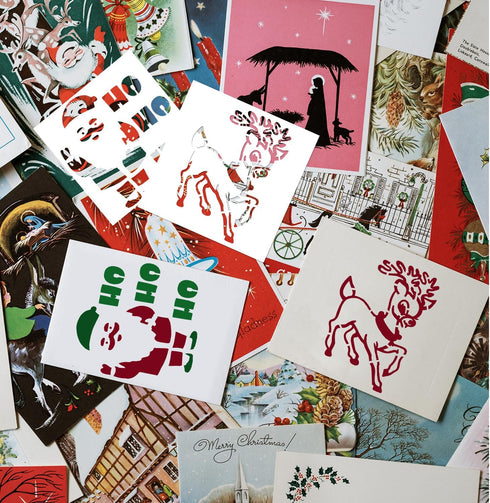 24pcs Small Christmas Stencils, Reusable Xmas Painting 3x3 Inch Template Multiple Patterns Decoration Stencils Painting on Wood for DIY Crafts Car...