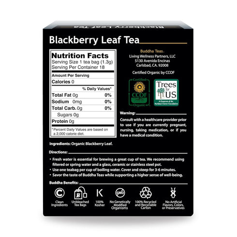 Buddha Teas Organic Blackberry Leaf Tea - OU Kosher, USDA Organic, CCOF Organic, 18 Bleach-Free Tea Bag...