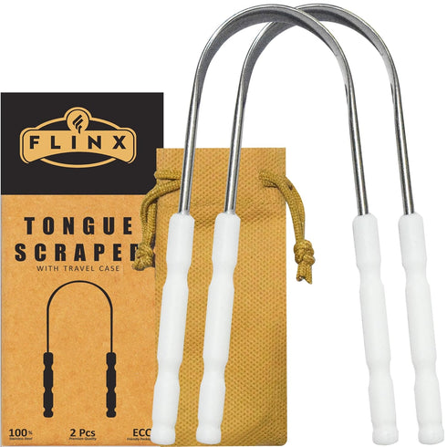 Tongue Scrapers for Adults & Kids Pack of 2 Metal Tongue Scrapers for Fresh Breath, Stainless Steel Tongue Cleaners, Tongue Scrappers, Reusable Ra...